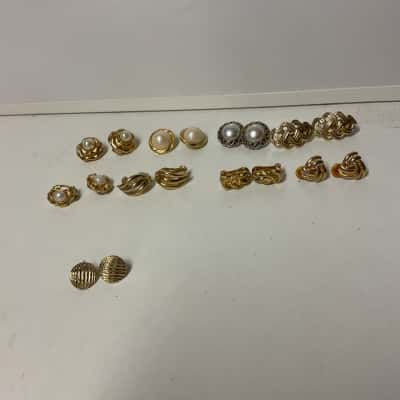  Women's Clipon Earrings Gold / Pearl / Silver tones