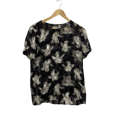 Paul Smith Womens  Size 14/42 Silk Short Sleeve Top Black  / Floral 