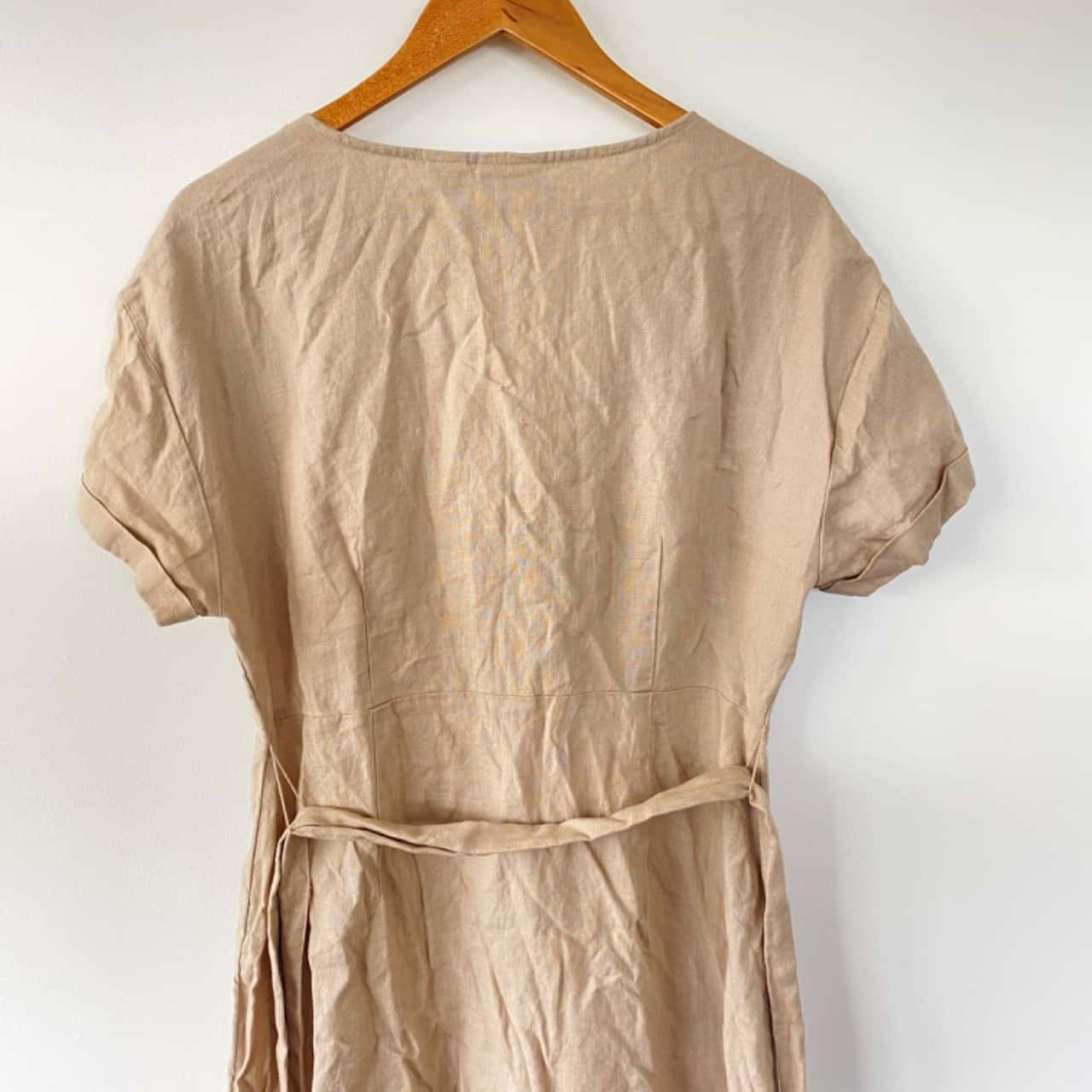 Rachel Zoe Grey Brown Linen Short Sleeve Button Up Shirt Maxi Dress Size 12  / L (s)