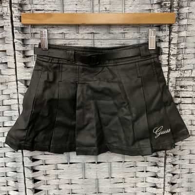 Guess Kids  Size 7 skirt Black  pleated vinyl look