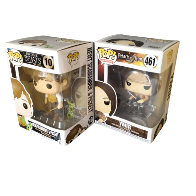 Funko Pop Figurines: Fantastic Beasts, Newt Scamander & Picket (10) & Attack on Titan, Ymir (461).