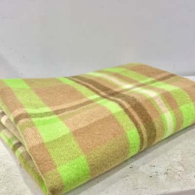 Vintage Woollen Blanket/green/brown checked 