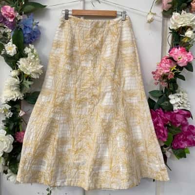 POL Clothing Womens  Size 10 Maxi Skirt Floral / White / Yellow 