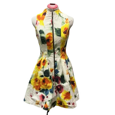 Cue Womens  Size 10 Mini Dress Floral / White / Yellow 
