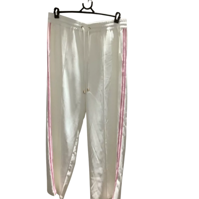 NWOT Motto Womens Size 14 Track Pants White with Pink Side Stripe