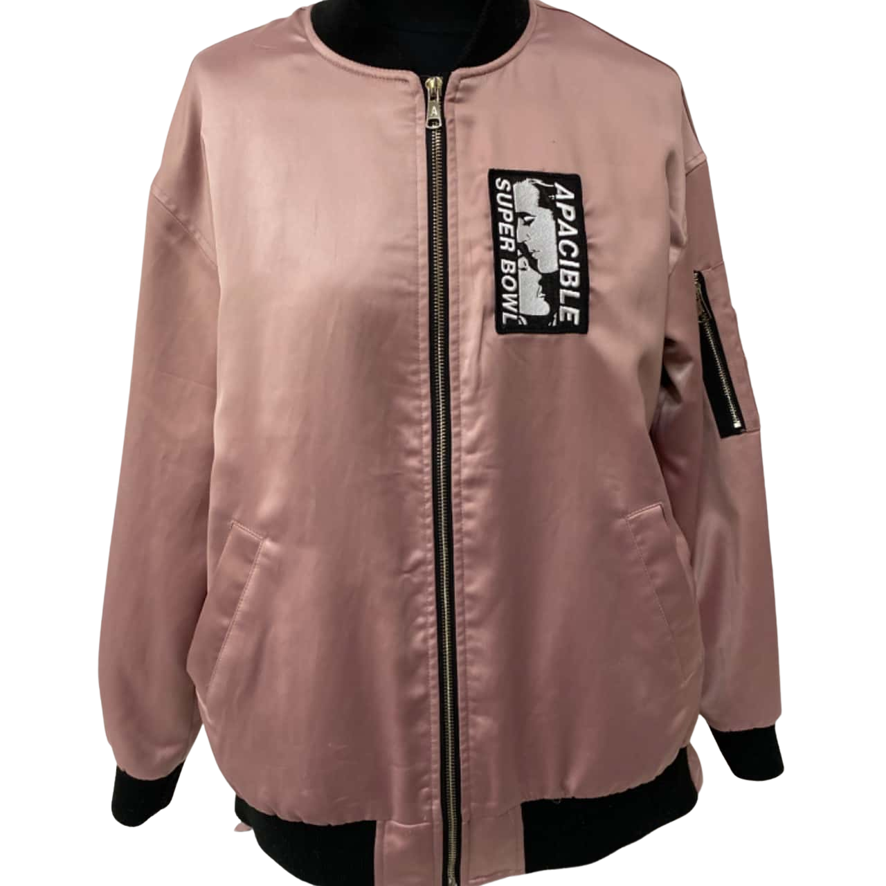 Apacible Womens Size L Front Zipper Pink Super Bowl Jacket