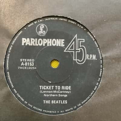 The Beatles “Ticket To Ride / Yes It Is” Vintage 7” Vinyl Single.