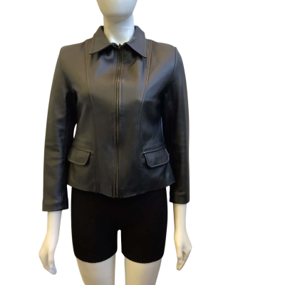 Clementino Womens To Fit AUS Size XS-S Genuine Leather Jacket Black 