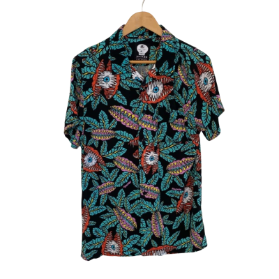 Mambo Mens  Size L Short Sleeve Shirt Black  / Multicoloured 