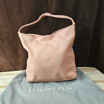 Oroton Kiera Soft Pebble Leather Hobo Bag Dusty Pink