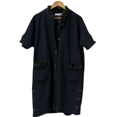 Marisa Christina Womens Size 10 Fur Coat Black/ Brown 