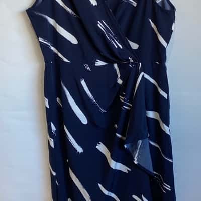 Women's LIZ JORDAN Dress  Size 14 Blue / Off White / Pattern 
