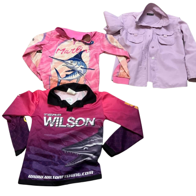 3x outdoor tops Wilson Kids  Size 8 shirt plus 2 fishing shirts size 4 and 6 