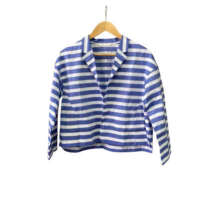 Plain People Womens  Size 2 Cropped Jacket Blue / Striped / White 