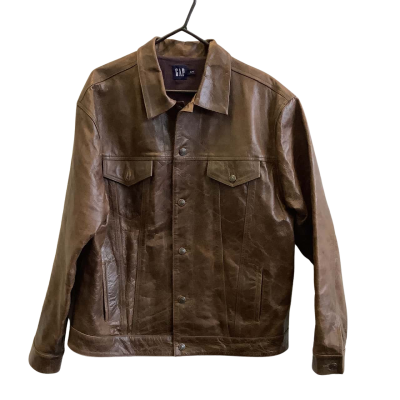 Gap Men's Size XL Leather Jacket Brown 