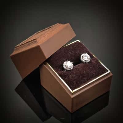 Amazing Brilliant Blue Tinge Diamante Studs 925 Silver