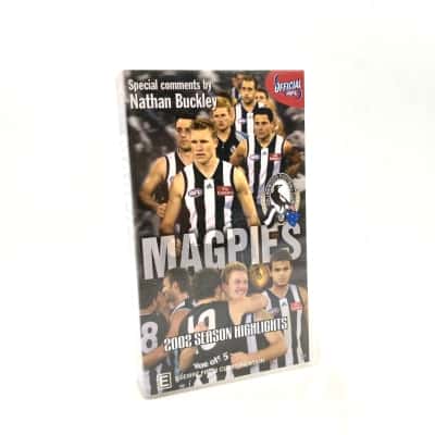 Official AFL Licensed Product Retro VHS Cassette Magpies 2002 Season Highlights With Special Comments By Nathan Buckley