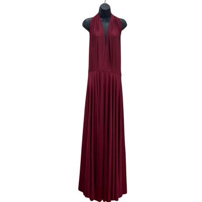 Tania Olsen Designs Womens Size L Burgundy Maxi Backless Tie Dress