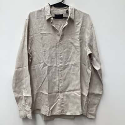 Country Road Mens  Size L Long Sleeve Shirt Beige 