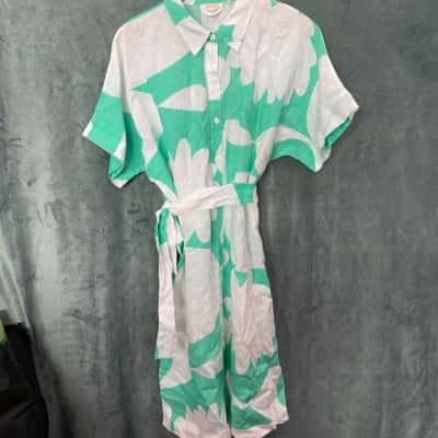 Gorman Womens  Size 10 Shirt Dress Green / White 