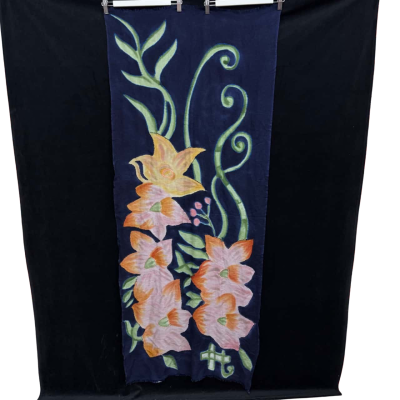  Gorgeous Wool Blend Scarf Floral / Navy Blue 