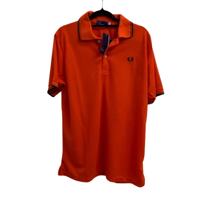 BNWT Fred Perry Mens  Size L Polo Shirt Black  / Orange 