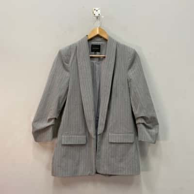 Portmans Womens  Size 10 Blazer Grey / Striped / White 
