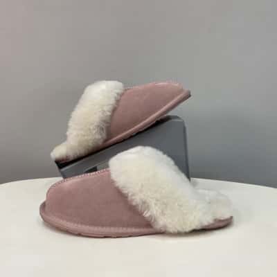 Auswooli Womens  Lambswool Slippers Size 7 Dusty Pink  