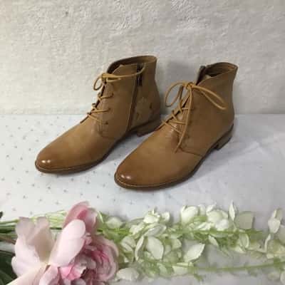 Natural Comfort Womens Size 37 Tan Brown Leather Upper Ankle Boots (new)