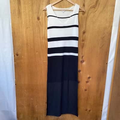 Witchery Black/White Striped Contrast Dress Size XS