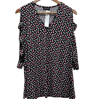  Womens Worship Size 12 Black  / Red / White Top