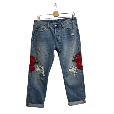 Levis Womens Size AU10 Rose Embroidered Jeans