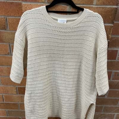 Seed Womens  Size S Short Sleeve knitted Cream 