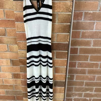 Mooloola Womens  Size 8 Maxi Dress Black  / Striped / White 