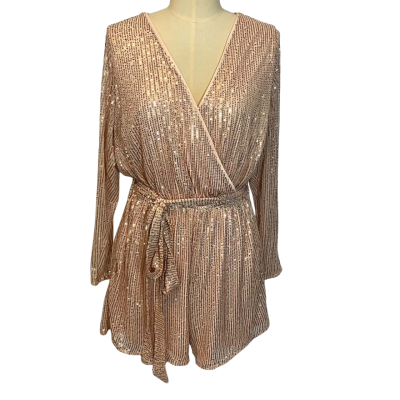 City Chic Womens plus size sequence Playsuit  Size 12 / XXS Nude / Rose Gold 