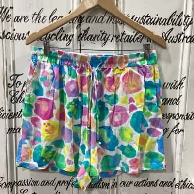 Proud Poppy Clothing Brand! NWOT FUN & FUNKY BRIGHT PATTERNED SHORTS W/  ELASTICATED WAISTBAND! NWOT DESIGNED IN AUSTRALIA! Womens Size 12 Shorts Multicoloured / Pattern 