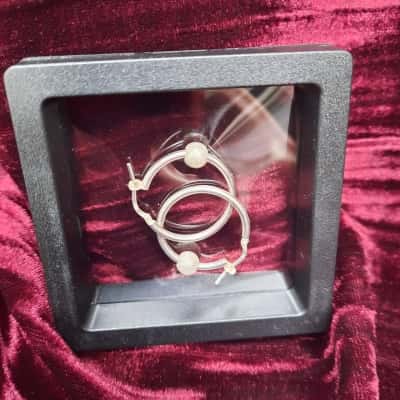 Italian Sterling Silver Hoop Earrings. Medium 