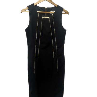 Joseph Ribkoff Womens  Size 8 Midi Dress / Sleeveless Dress  Black  / Gold 