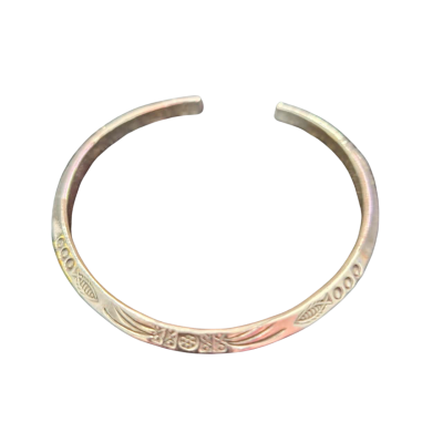 Womens 925 silver cuff bangle with etchings