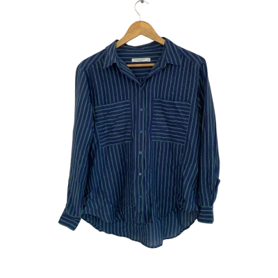 Sportscraft Womens  Size 14 Button Up Top / Long Sleeve Top Blue / Green / Striped 