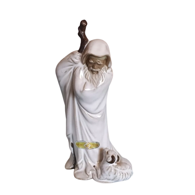 Vintage Chinese Figurine with Staff & Goat or Sheep