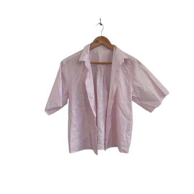 COS Womens  Size 12 Button Up Top / Short Sleeve Top Pink  / White 