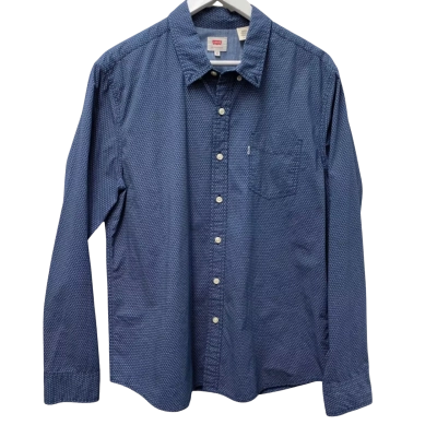 Levis Mens  Size XL Business Shirt Navy Blue / Pattern - 100% Cotton