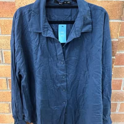 Sportsgirl Womens  Size 10 Indigo Long Sleeve Button Up Shirt 