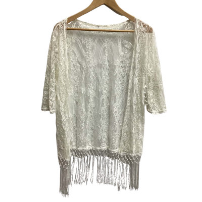  Womens  Size 14 Kimono White lace short (g)