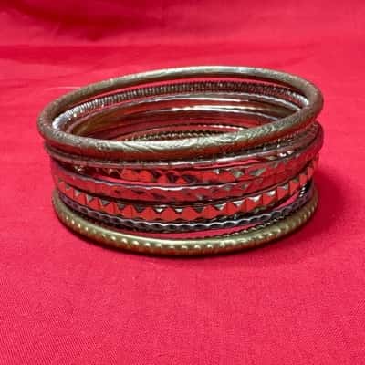  Women's 12 Mixed Metal Stackable Bangles 