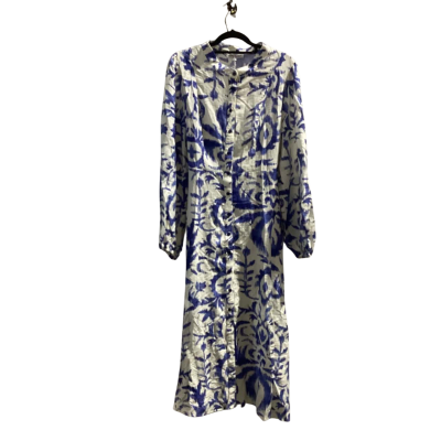 BNWT Delilah Womens Size 14 Blue and White Casual / Long Sleeve/Midi Dress