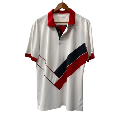 Calvin Klein Golf White Polo With Red Collar Size L