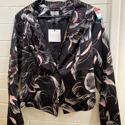 Portmans Womens  Size 12 Long Sleeve Top Black  / Floral 
