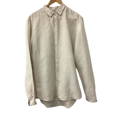Industrie Button Down Shirt Size L Bone Linen